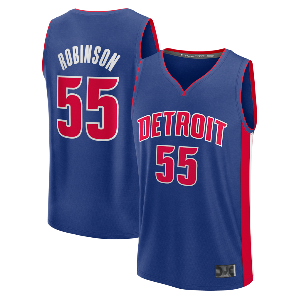 harde D.Pistons #55 Duncan Robinson  Blue Fast Break Jerseys - Icon Edition