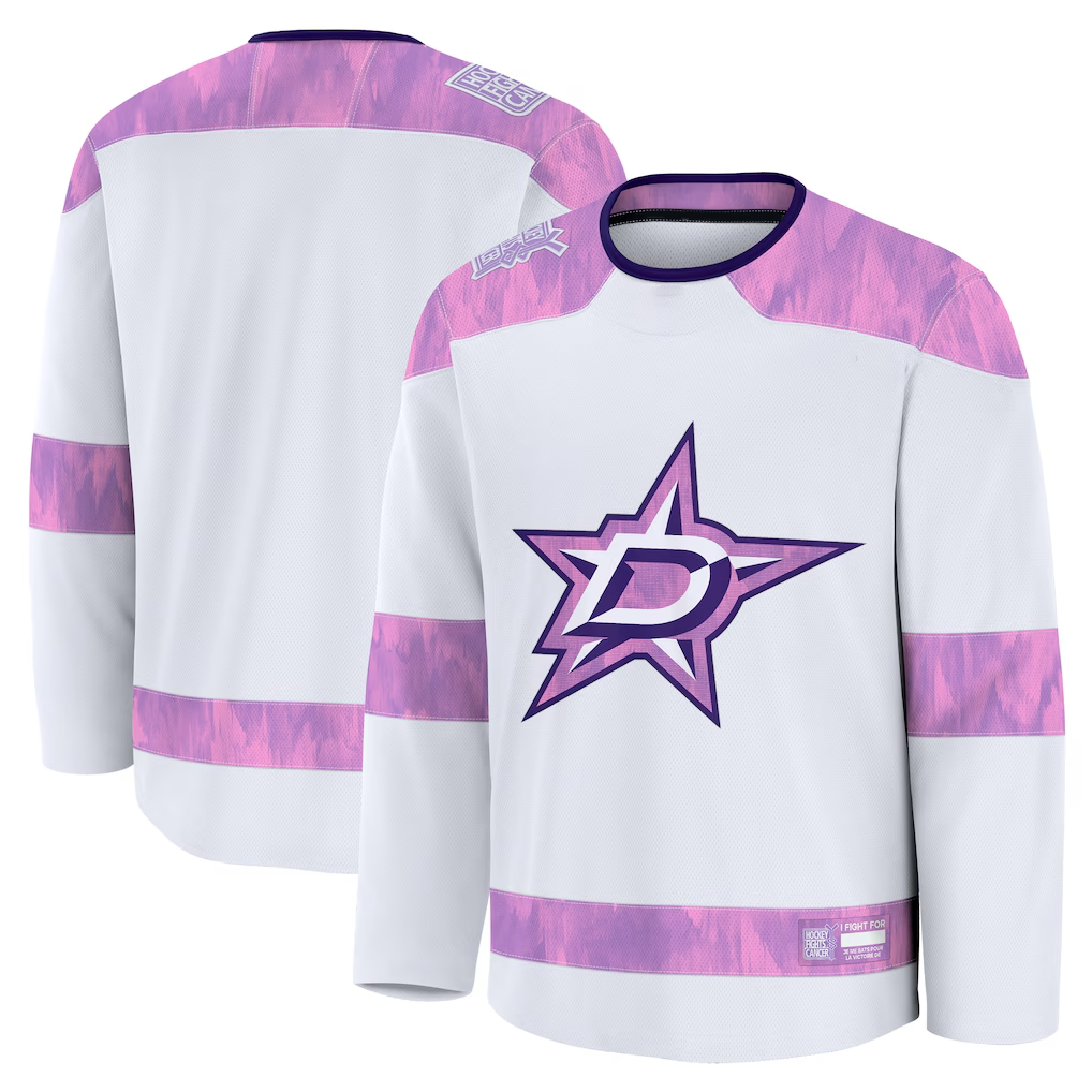 harde D.Stars White 2024 Hockey Fights Cancer Practice Jerseys