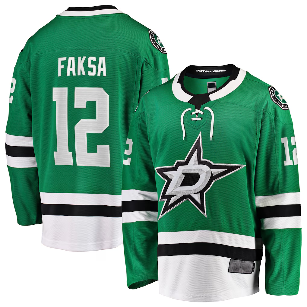 harde D.Stars #12 Radek Faksa Kelly Green Home Breakaway Jerseys