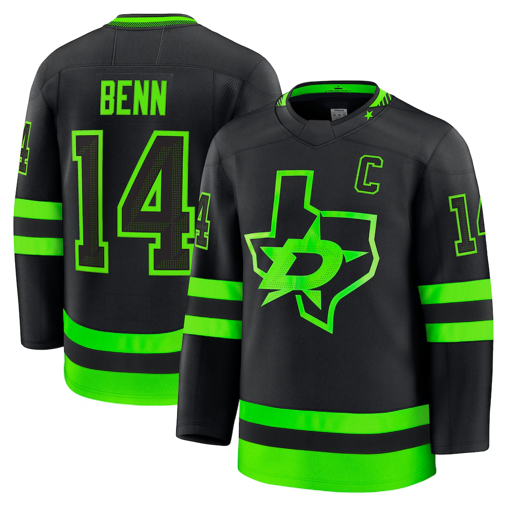 harde D.Stars #14 Jamie Benn Black Alternate Premium Jerseys