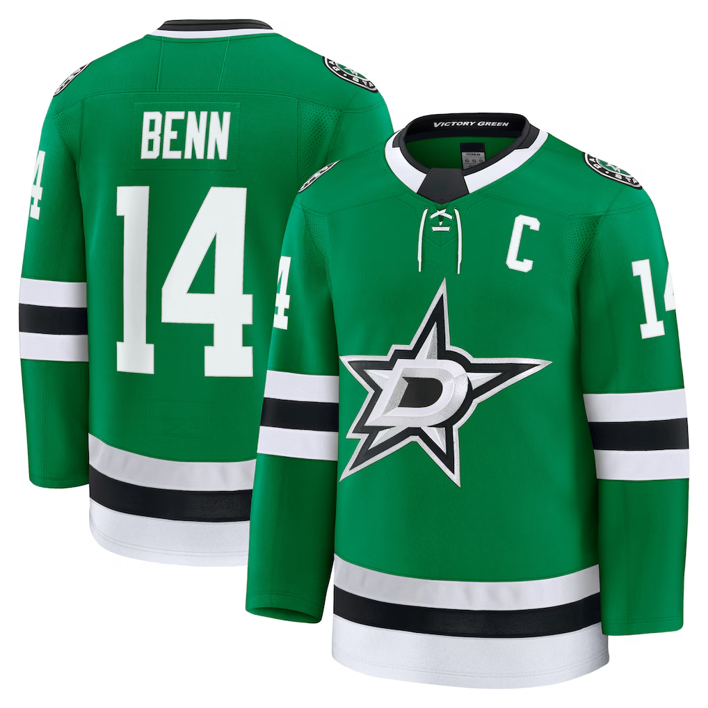 harde D.Stars #14 Jamie Benn Kelly Green Home Premium Jerseys