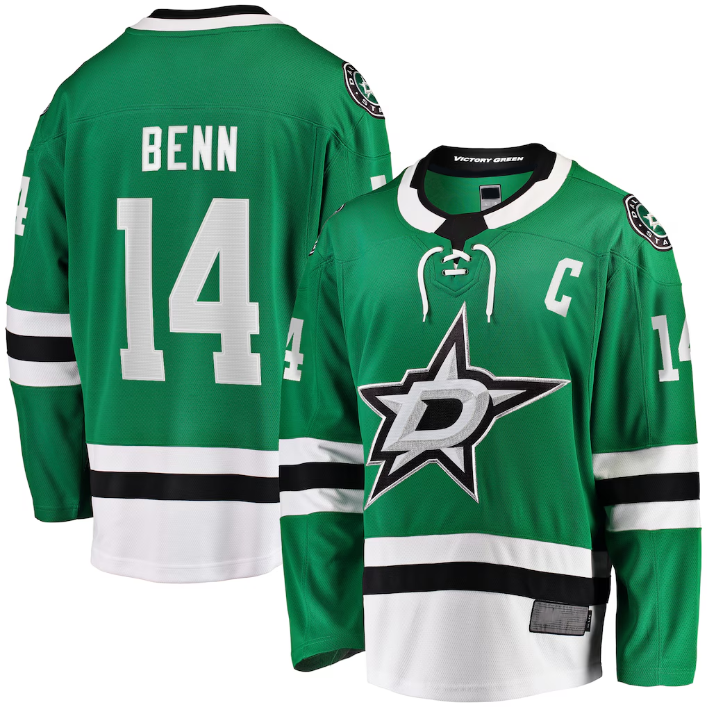 harde D.Stars #14 Jamie Benn Kelly Green Home Premium Jerseys
