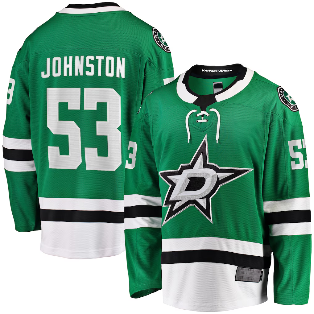 harde D.Stars #53 Wyatt Johnston Kelly Green Home Breakaway Player Jerseys