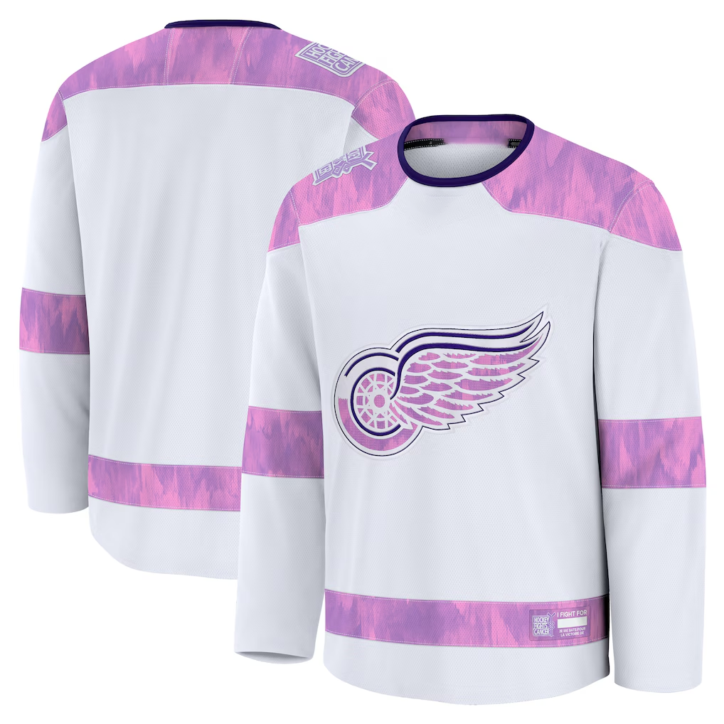 harde D.Red wings White 2024 Hockey Fights Cancer Practice Jerseys