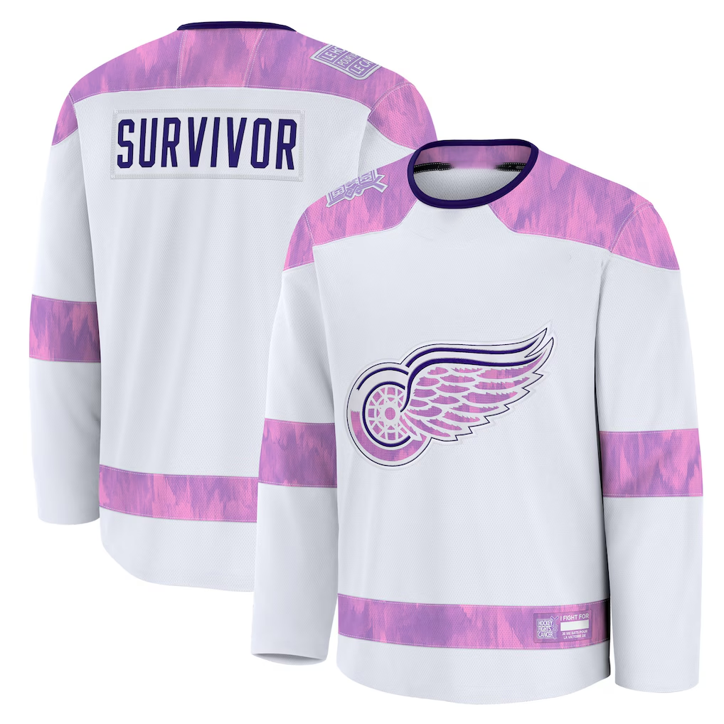 harde D.Red wings White Hockey Fights Cancer Survivor Practice Jerseys
