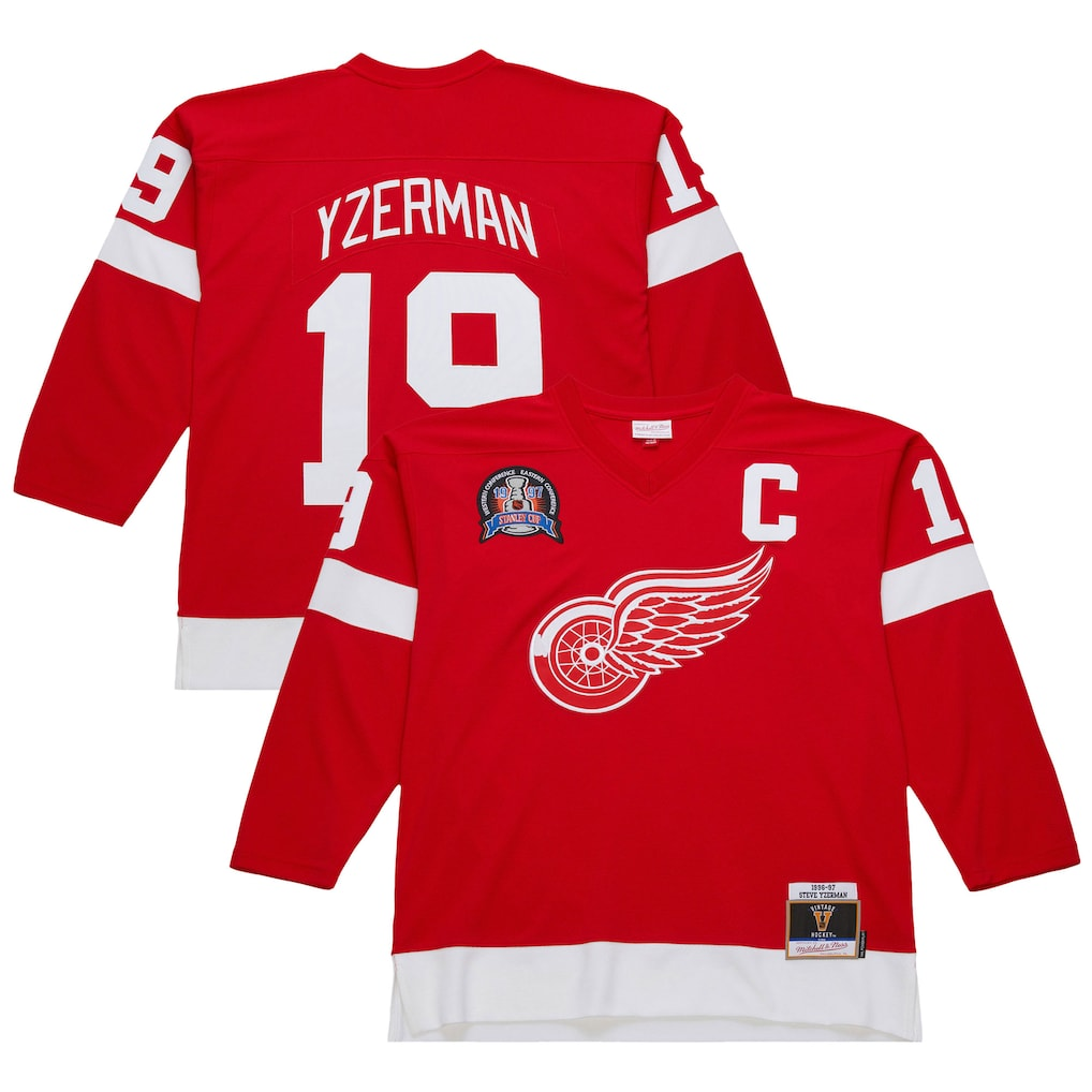 harde D.Red wings #19 Steve Yzerman Scarlet 1996-97 Power Play Jerseys