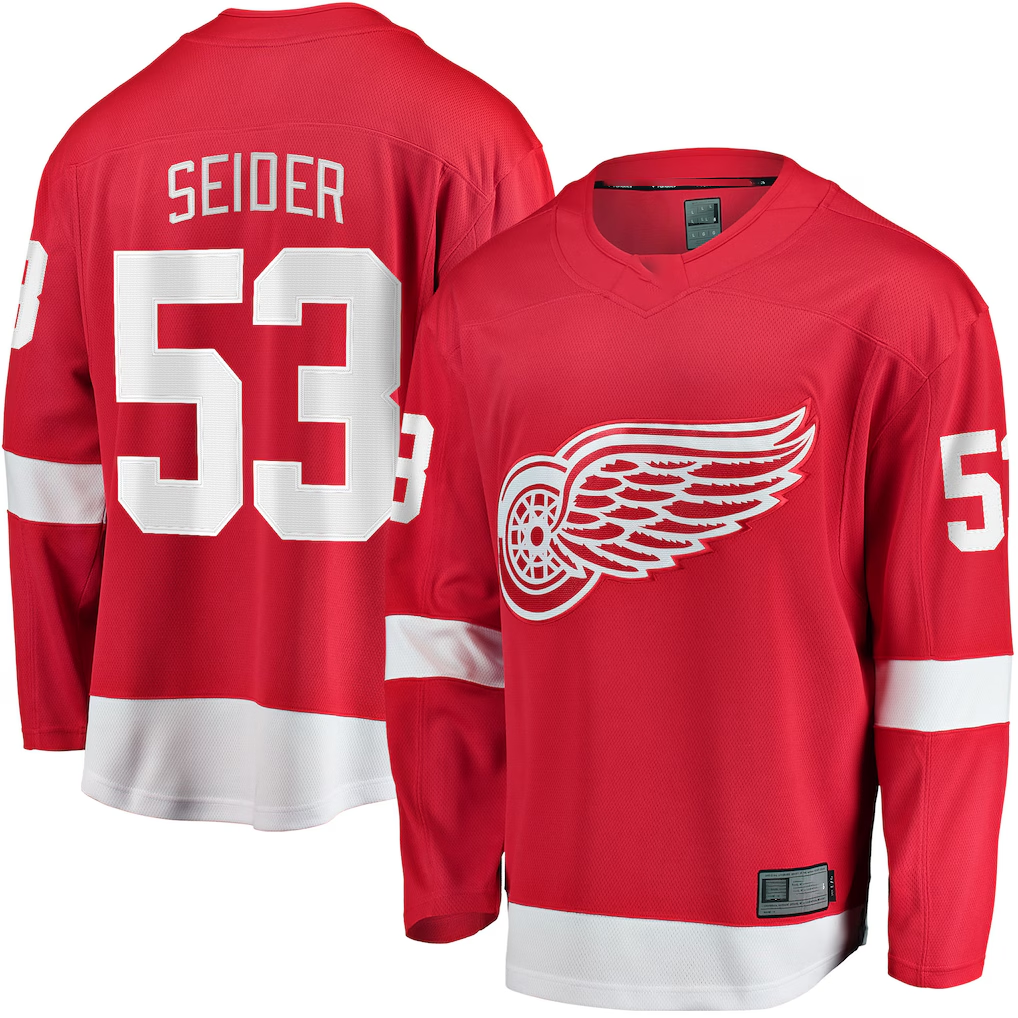 harde D.Red wings #53 Moritz Seider Red Home Breakaway Player Jerseys