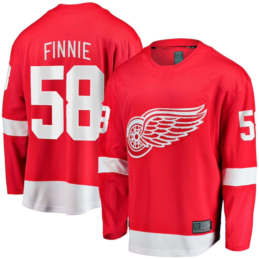 harde D.Red wings #58 Emmitt Finnie Red Home Breakaway Jerseys