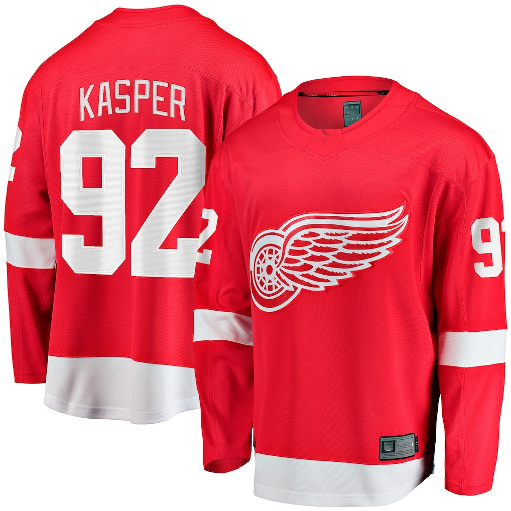 harde D.Red wings #92 Marco Kasper Red Home Breakaway Jerseys