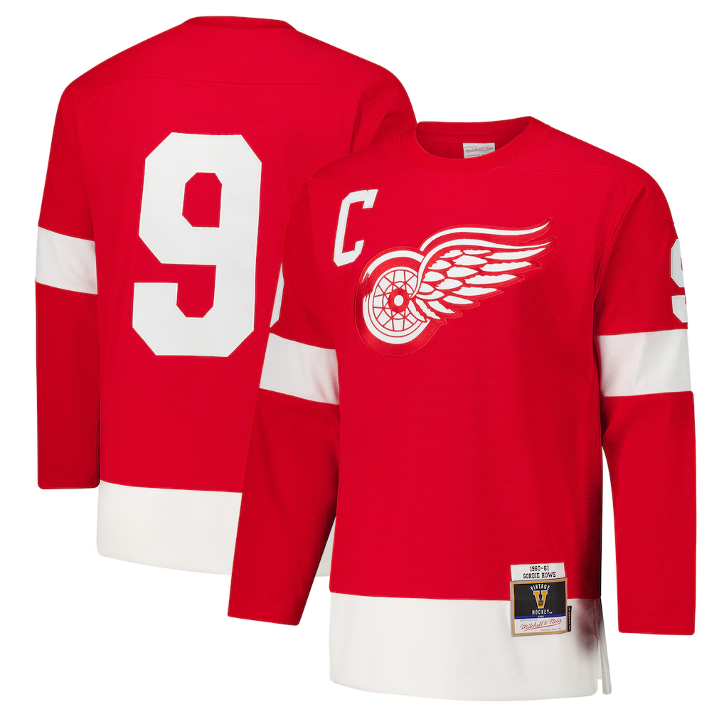 harde D.Red wings #9 Gordie Howe Red 1960-61 Power Play Jerseys