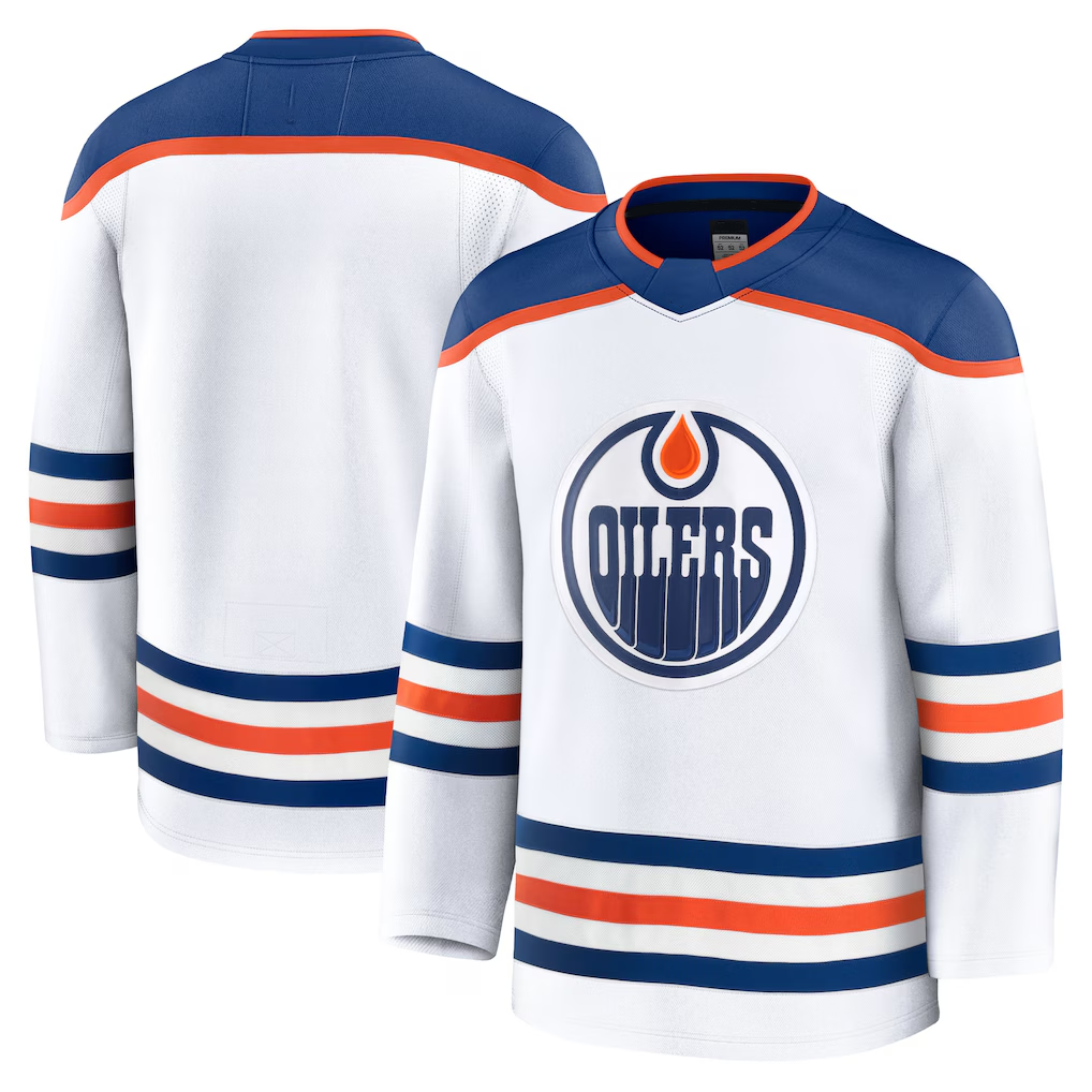 harde E.Oilers White Away Premium Jerseys