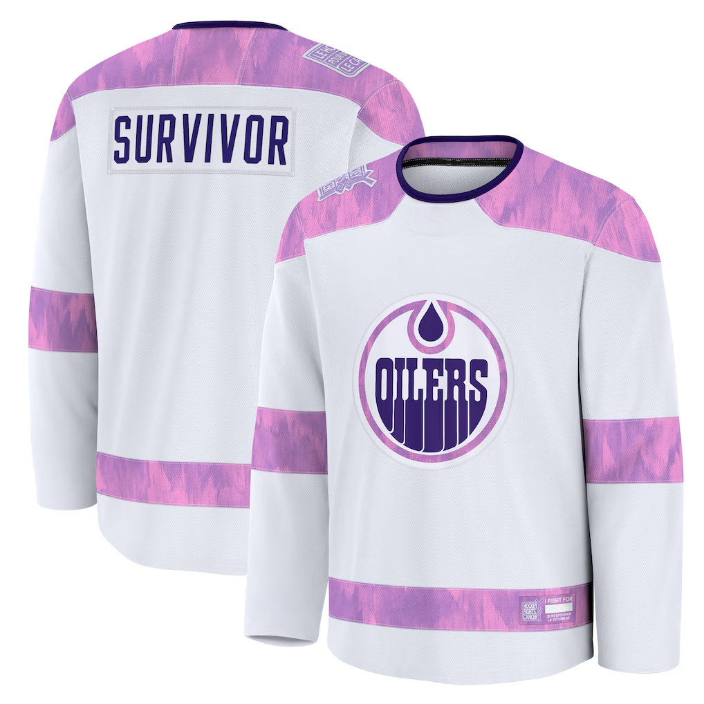 harde E.Oilers White Hockey Fights Cancer Survivor Practice Jerseys