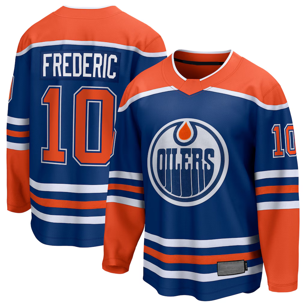 harde E.Oilers #10 Trent Frederic Royal Home Breakaway Jerseys