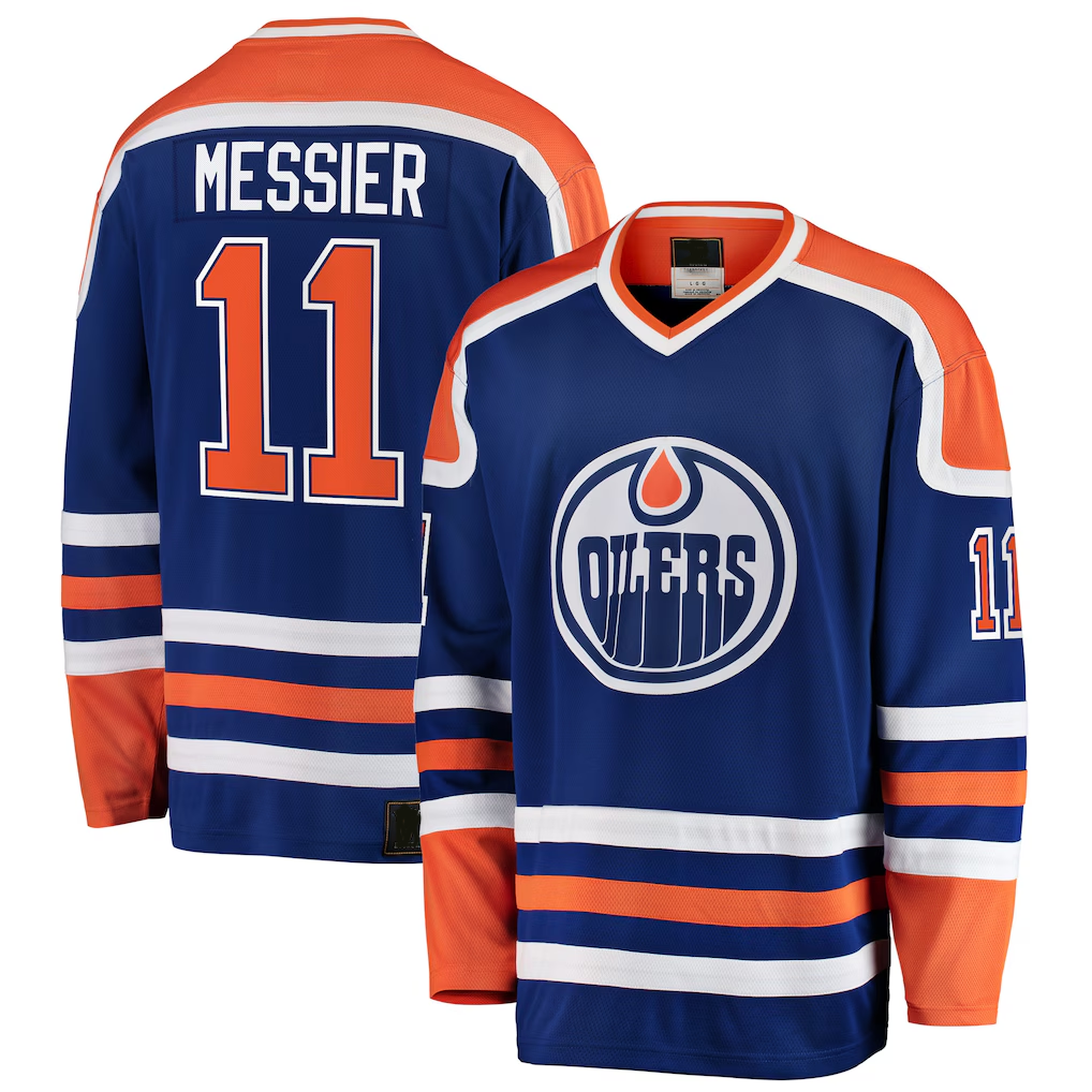 harde E.Oilers #11 Mark Messier Blue Premier Breakaway Retired Player Jerseys
