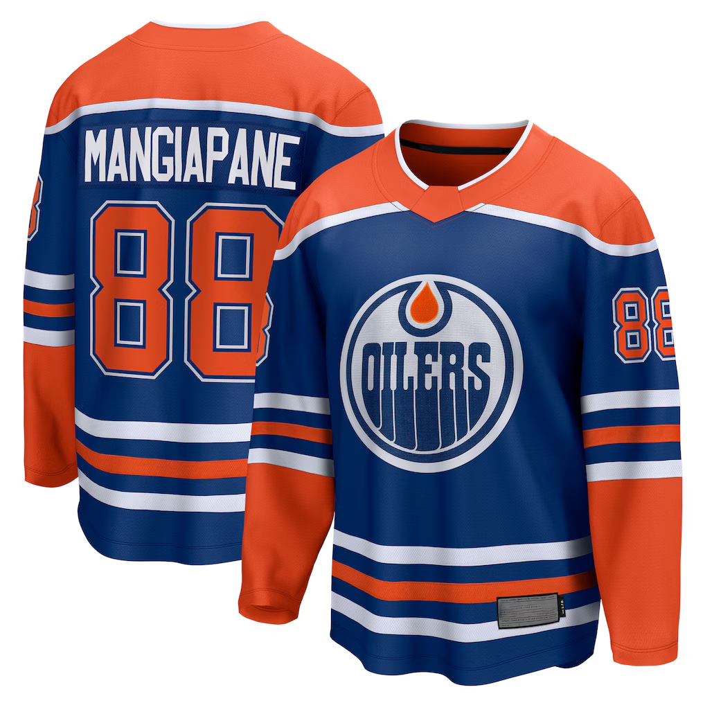 harde E.Oilers #88 Andrew Mangiapane Royal Home Breakaway Jerseys