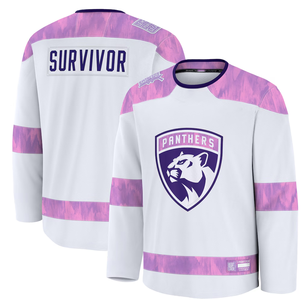harde F.Panthers White Hockey Fights Cancer Survivor Practice Jerseys