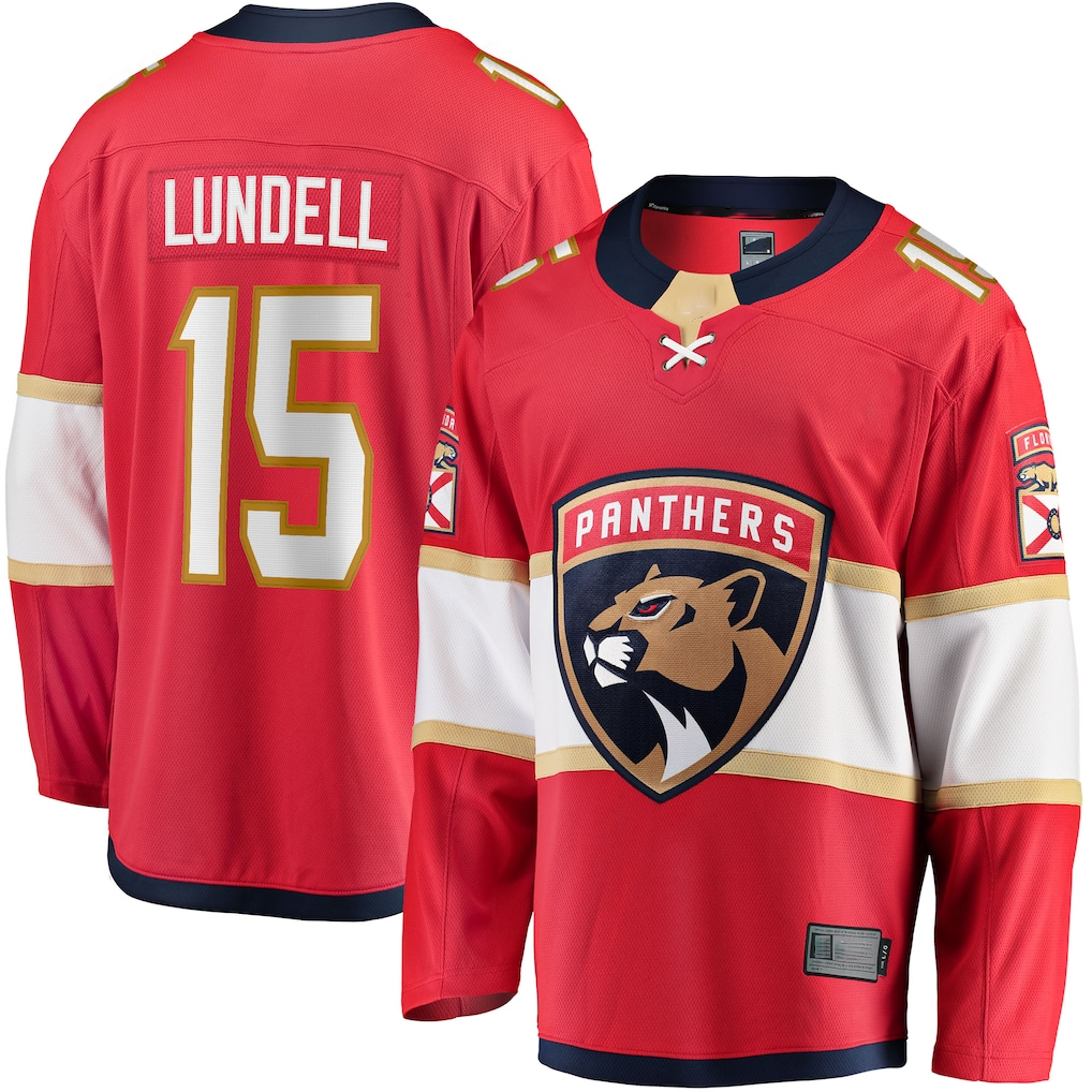 harde F.Panthers F.Panthers #15 Anton Lundell Red Home Breakaway Player Jerseys