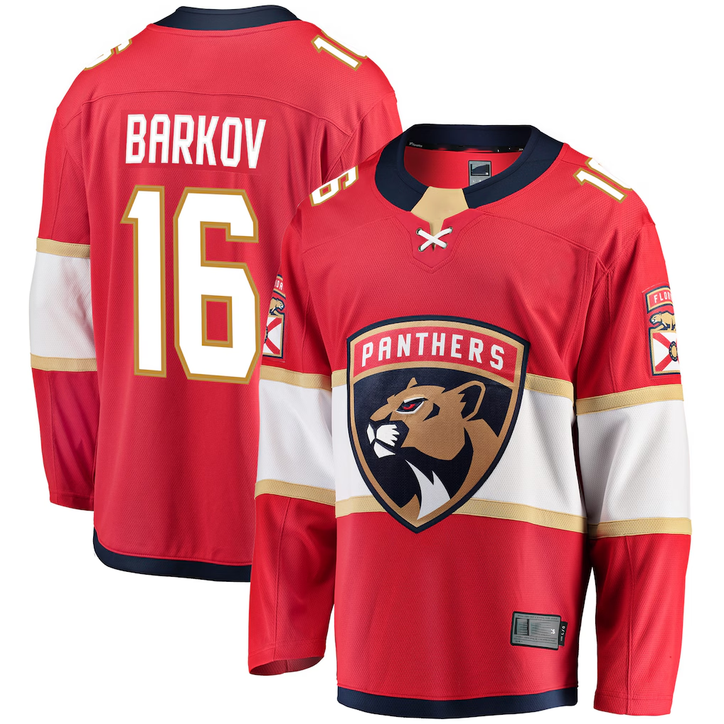 harde F.Panthers #16 Aleksander Barkov Red Breakaway Jerseys