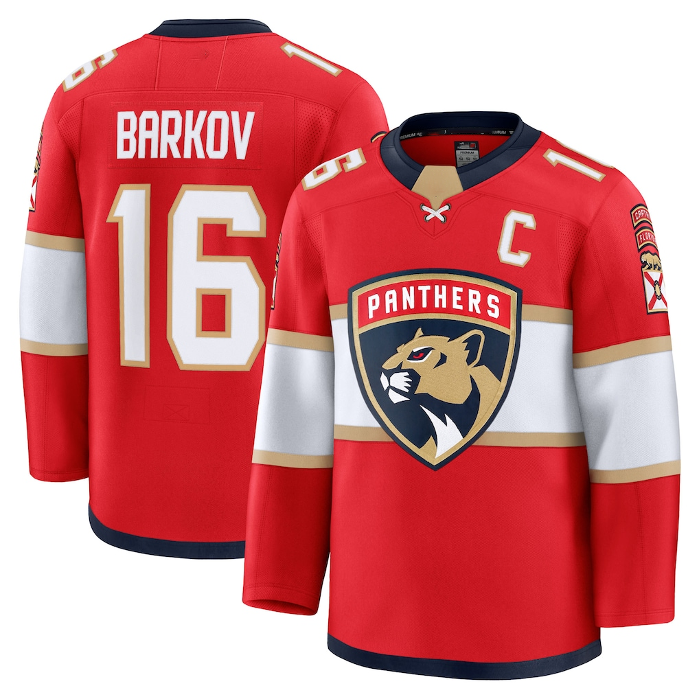 harde F.Panthers #16 Aleksander Barkov Red Home Premium Jerseys