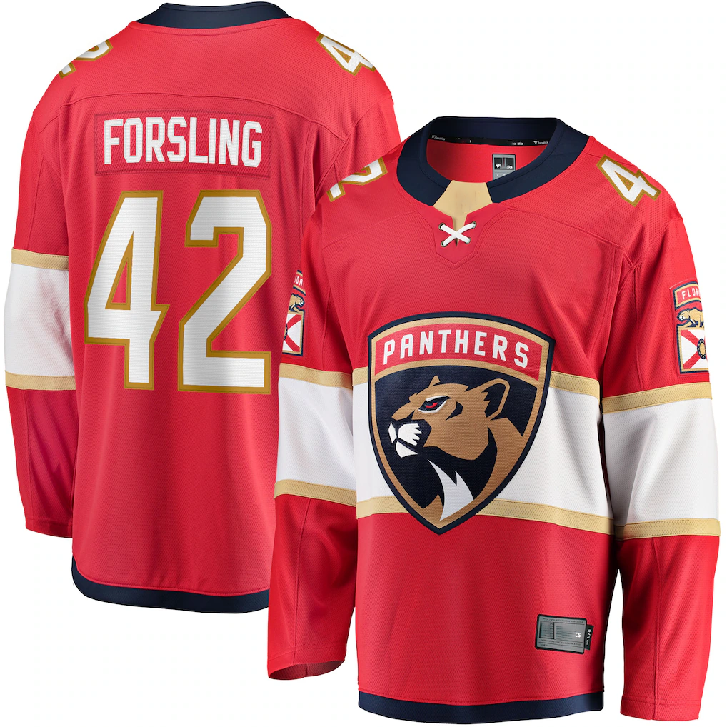 harde F.Panthers #42 Gustav Forsling Red Home Breakaway Player Jerseys