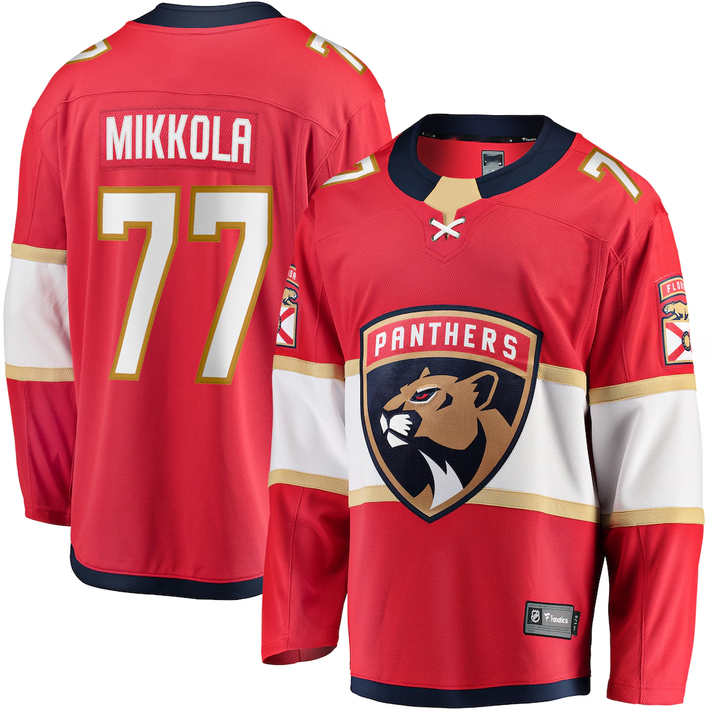 harde F.Panthers #77 Niko Mikkola Red Premier Breakaway Player Jerseys
