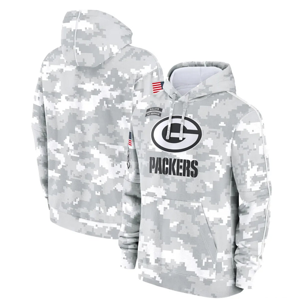 harde GB.Packers Arctic Camo Salute to Service Hoodies Limited Game Blank Player Stitched Jerseys