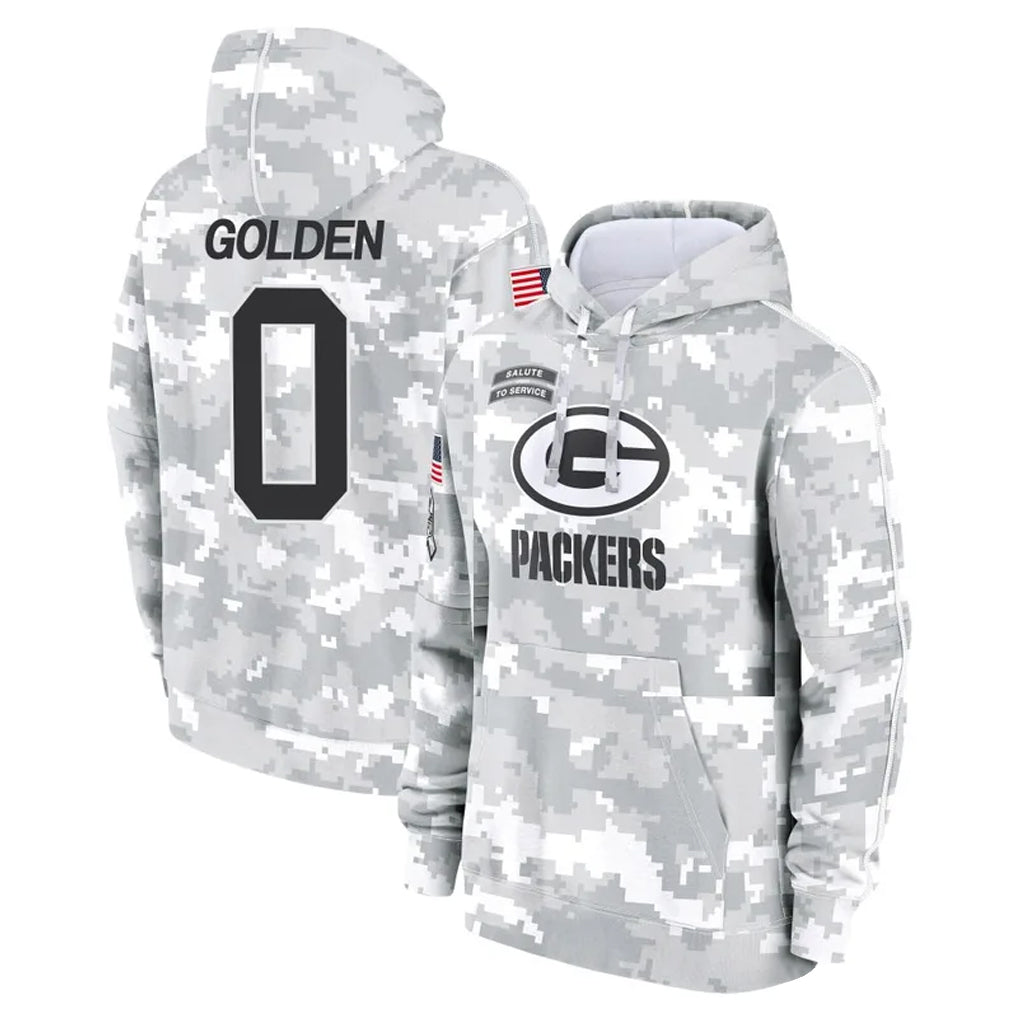 harde GB.Packers #0 Matthew Golden Player Arctic Camo Salute to Service Hoodies Limited Game Stitched Jerseys