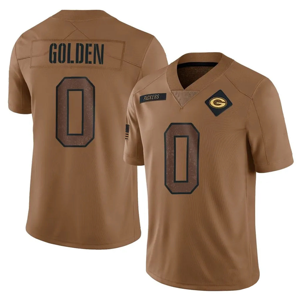 harde GB.Packers #0 Matthew Golden Player Brown Salute To Service Limited Stitched Jerseys