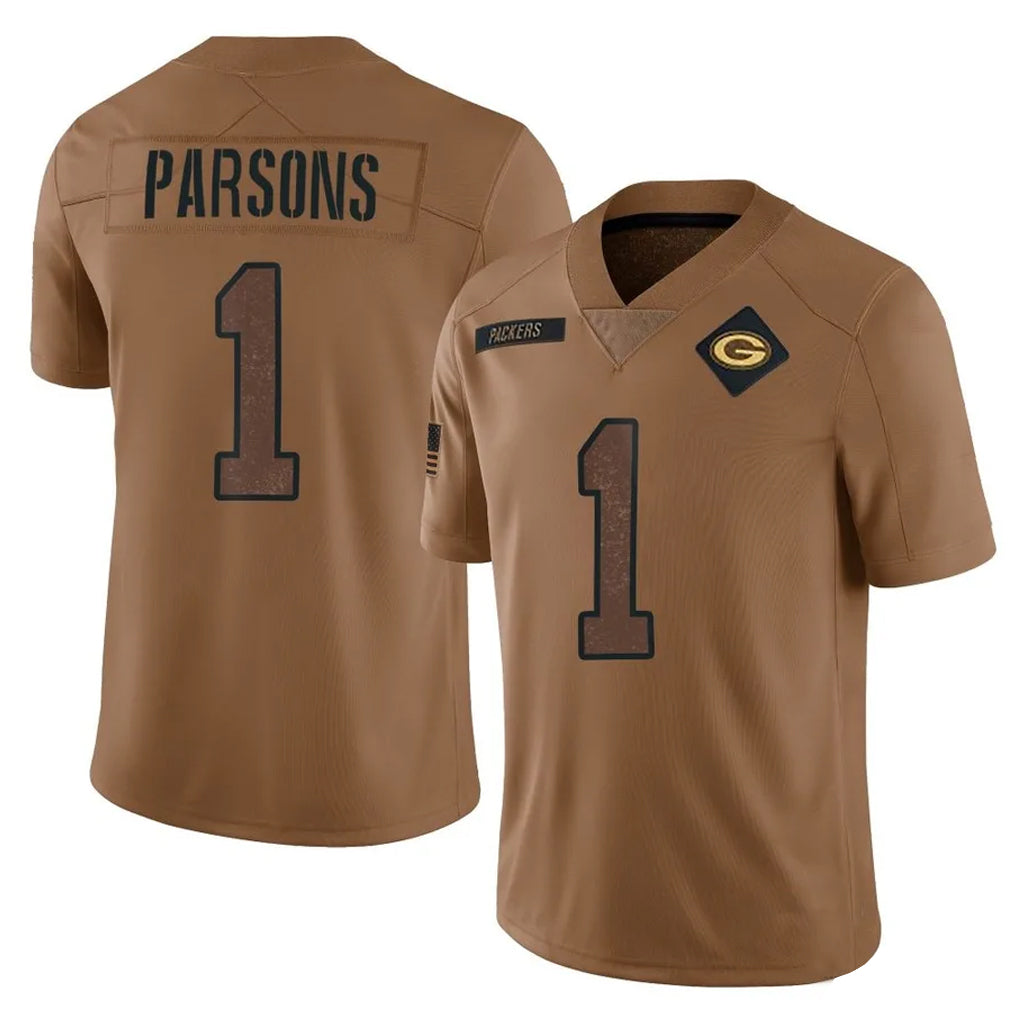 harde GB.Packers #1 Micah Parsons Player Brown Salute To Service Limited Stitched Jerseys