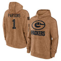 harde GB.Packers #1 Micah Parsons Player Brown Salute to Service Hoodies Limited Game Stitched Jerseys