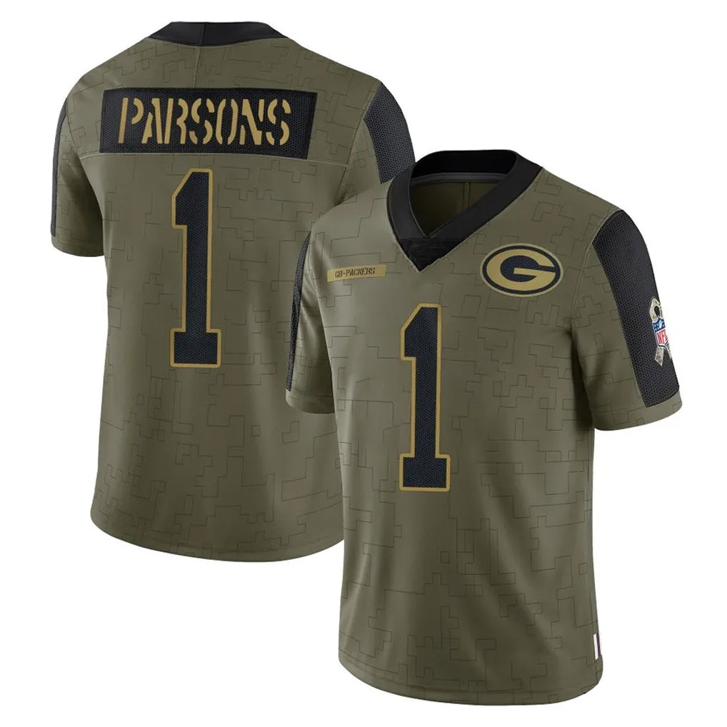 harde GB.Packers #1 Micah Parsons Player Olive Salute To Service Limited Game Stitched Jerseys