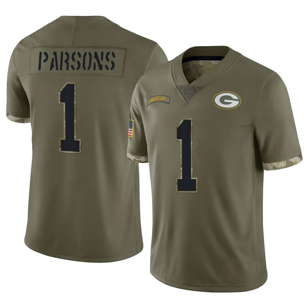 harde GB.Packers #1 Micah Parsons Player Olive Salute To Service Limited Stitched Jerseys