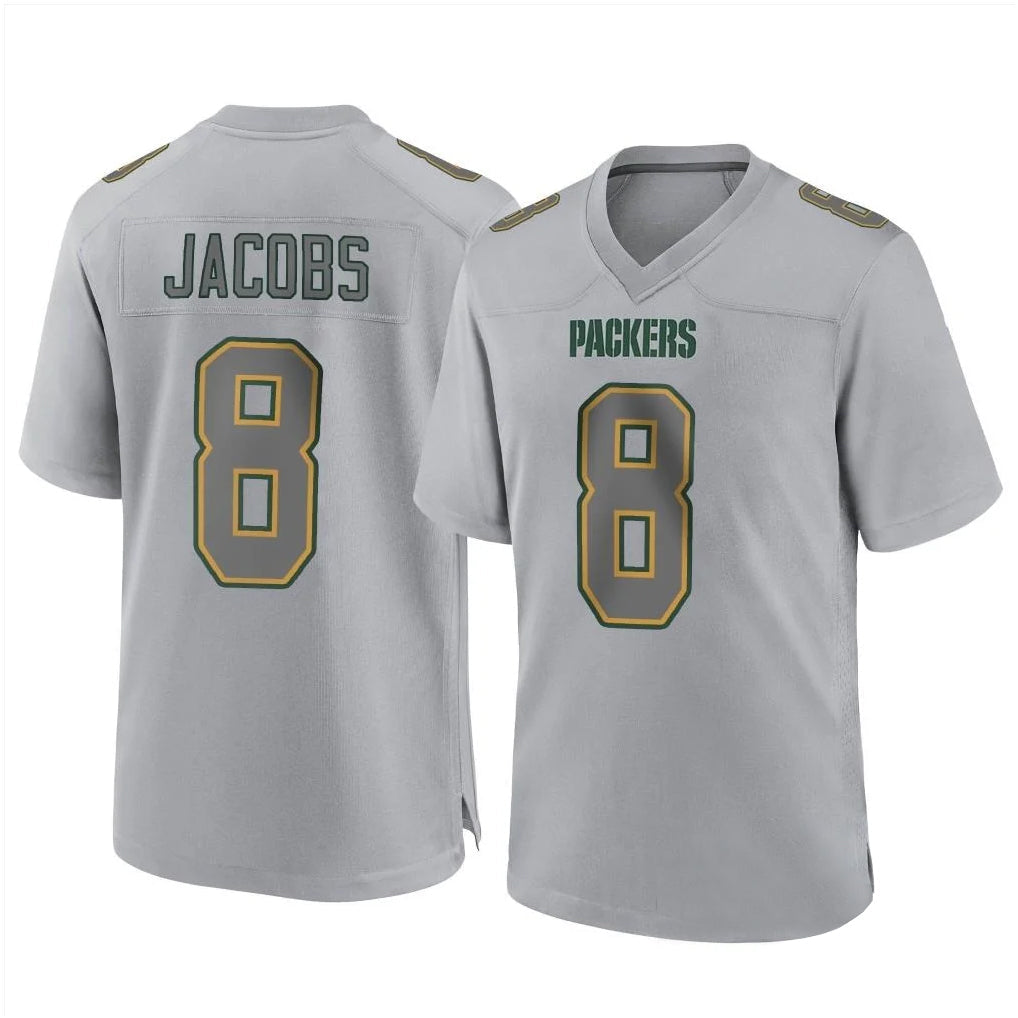 harde GB.Packers #8 Josh Jacobs Player Gray Atmosphere Fashion Home Game Stitched Jerseys