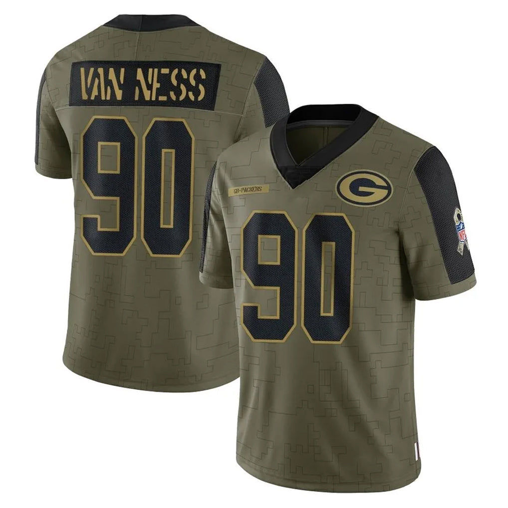 harde GB.Packers #90 Lukas Van Ness Player Olive Salute To Service Limited Game Stitched Jerseys
