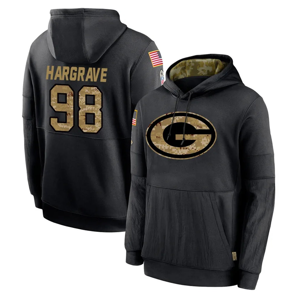 harde GB.Packers #98 Javon Hargrave Player Black Salute to Service Hoodies Limited Game Stitched Jerseys