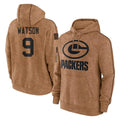 harde GB.Packers #9 Christian Watson Player Brown Salute to Service Hoodies Limited Game Stitched Jerseys