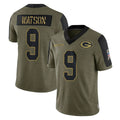 harde GB.Packers #9 Christian Watson Player Olive Salute To Service Limited Game Stitched Jerseys