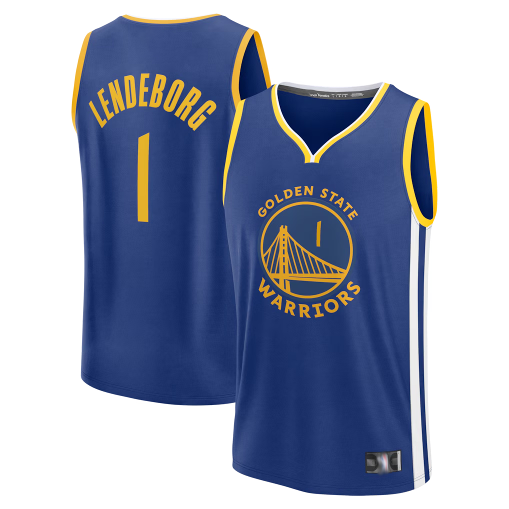 harde G.State Warriors #1 Yaxel Lendeborg Royal 2026  Draft First Round Pick Fast Break Jerseys - Icon Edition