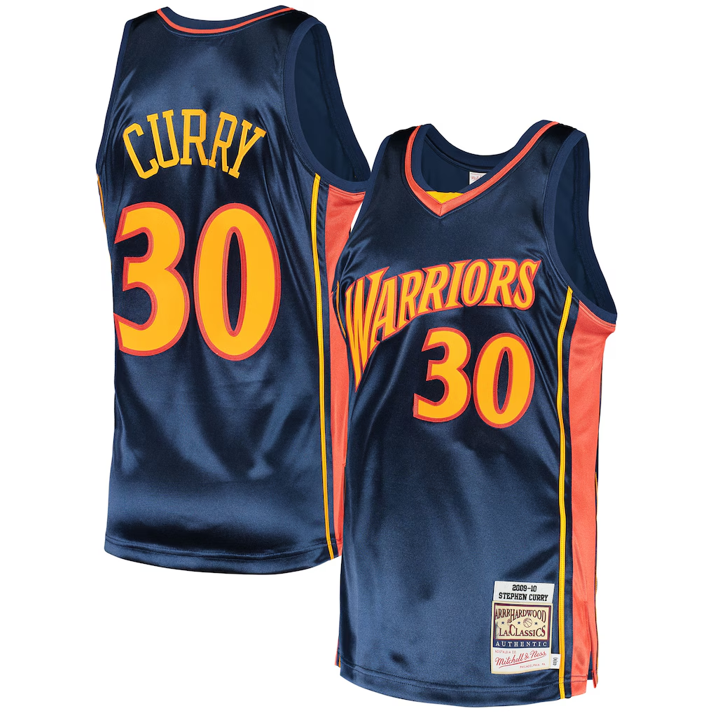 harde G.State Warriors #30 Stephen Curry Mitchell & Ness Navy 2009-10 Hardwood Classics Authentic Jerseys