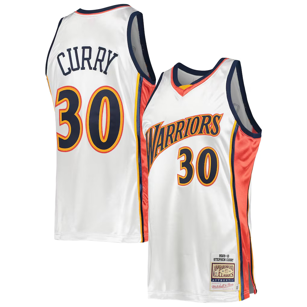 harde G.State Warriors #30 Stephen Curry Mitchell & Ness White 200910 Hardwood Classics Authentic Jerseys