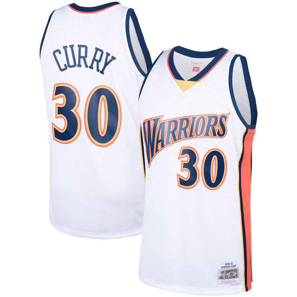 harde G.State Warriors #30 Stephen Curry Mitchell & Ness White Hardwood Classics Swingman Jerseys