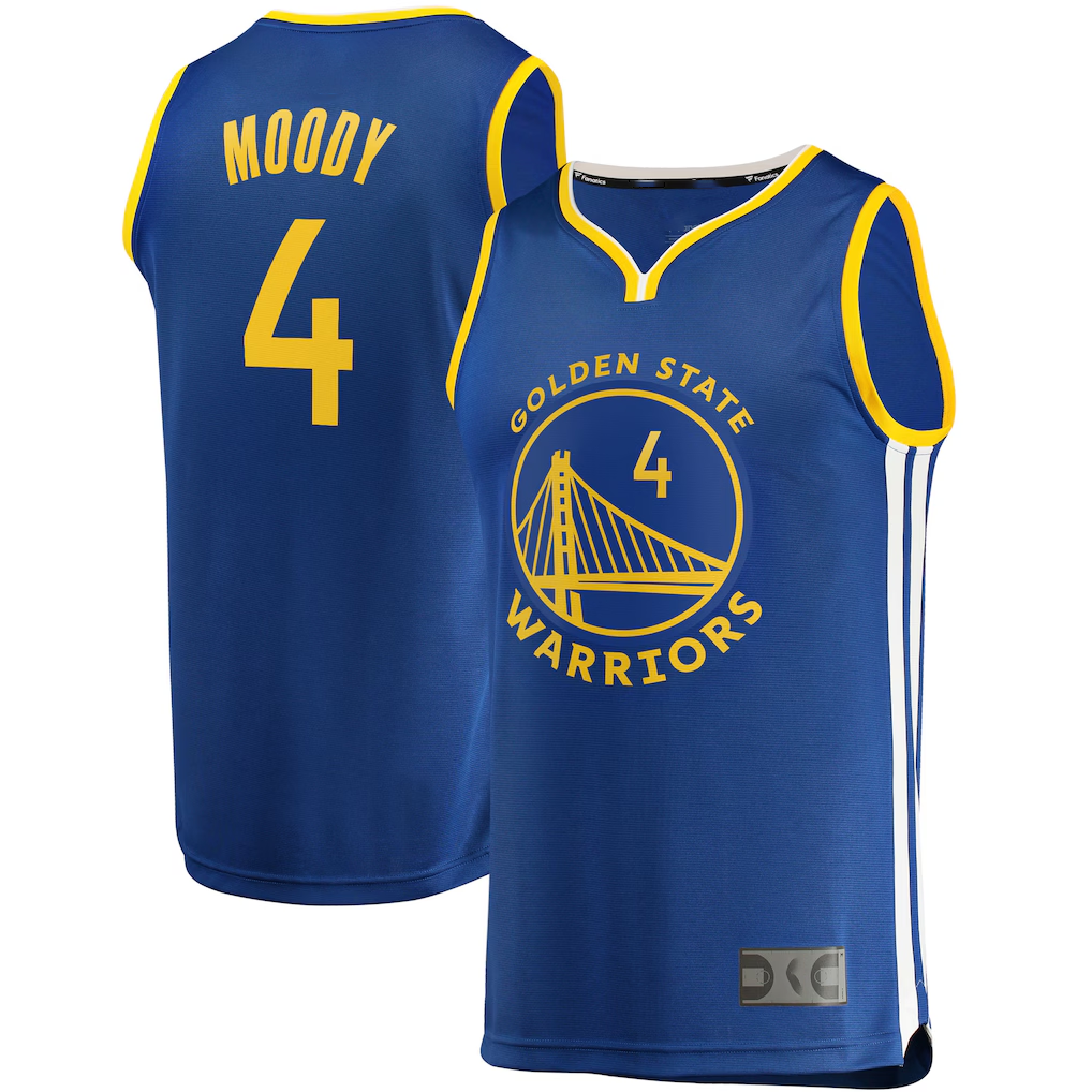 harde G.State Warriors #4 Moses Moody Royal Fast Break Replica Jerseys - Icon Edition