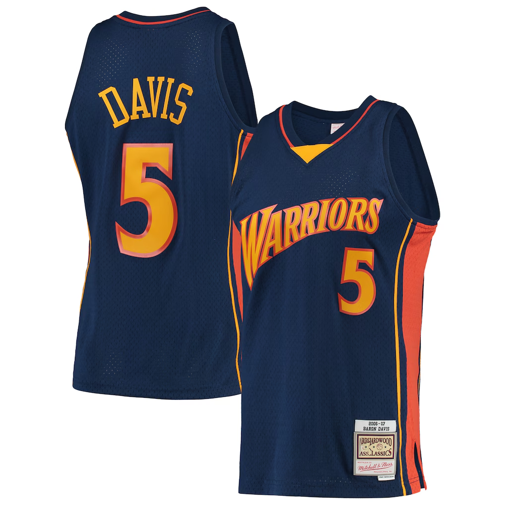 harde G.State Warriors #5 Baron Davis Mitchell & Ness Navy 200607 Hardwood Classics Swingman Jerseys
