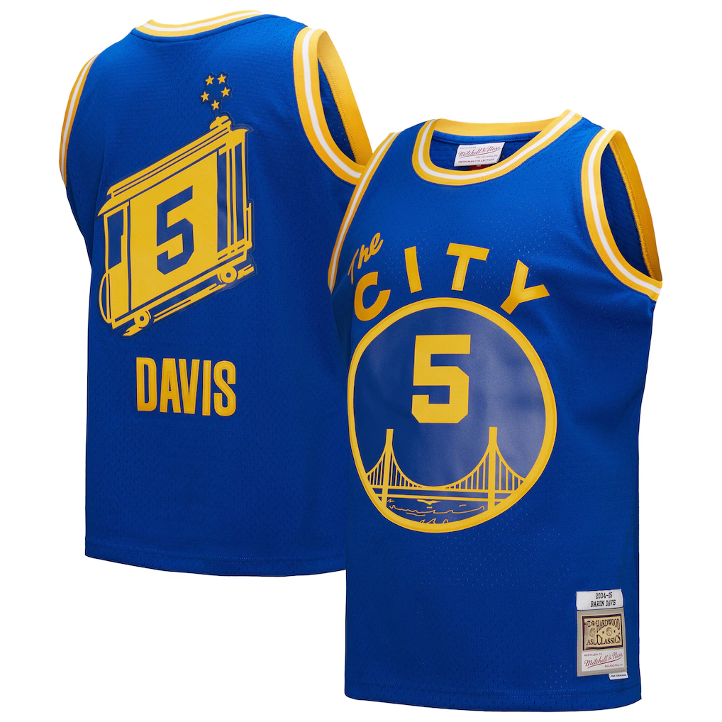 harde G.State Warriors #5 Baron Davis Mitchell & Ness Royal Hardwood Classics 200405 Swingman Jerseys