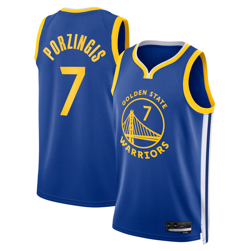 harde G.State Warriors #7 Kristaps Porzi??is Royal Swingman Jerseys - Icon Edition