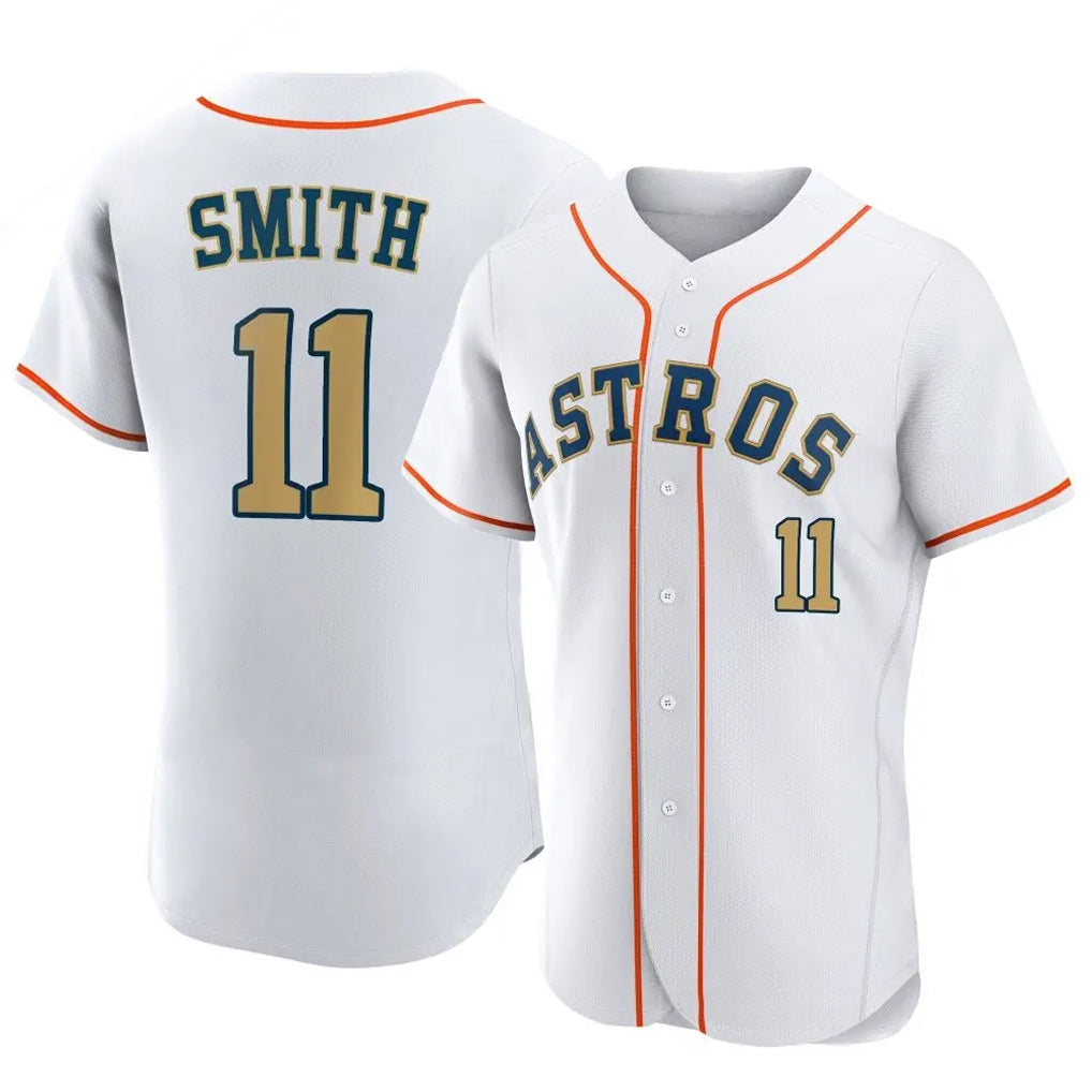 harde H.Astros #11 Cam Smith Player Gold Collection Limited Elite Home Stitched Jerseys