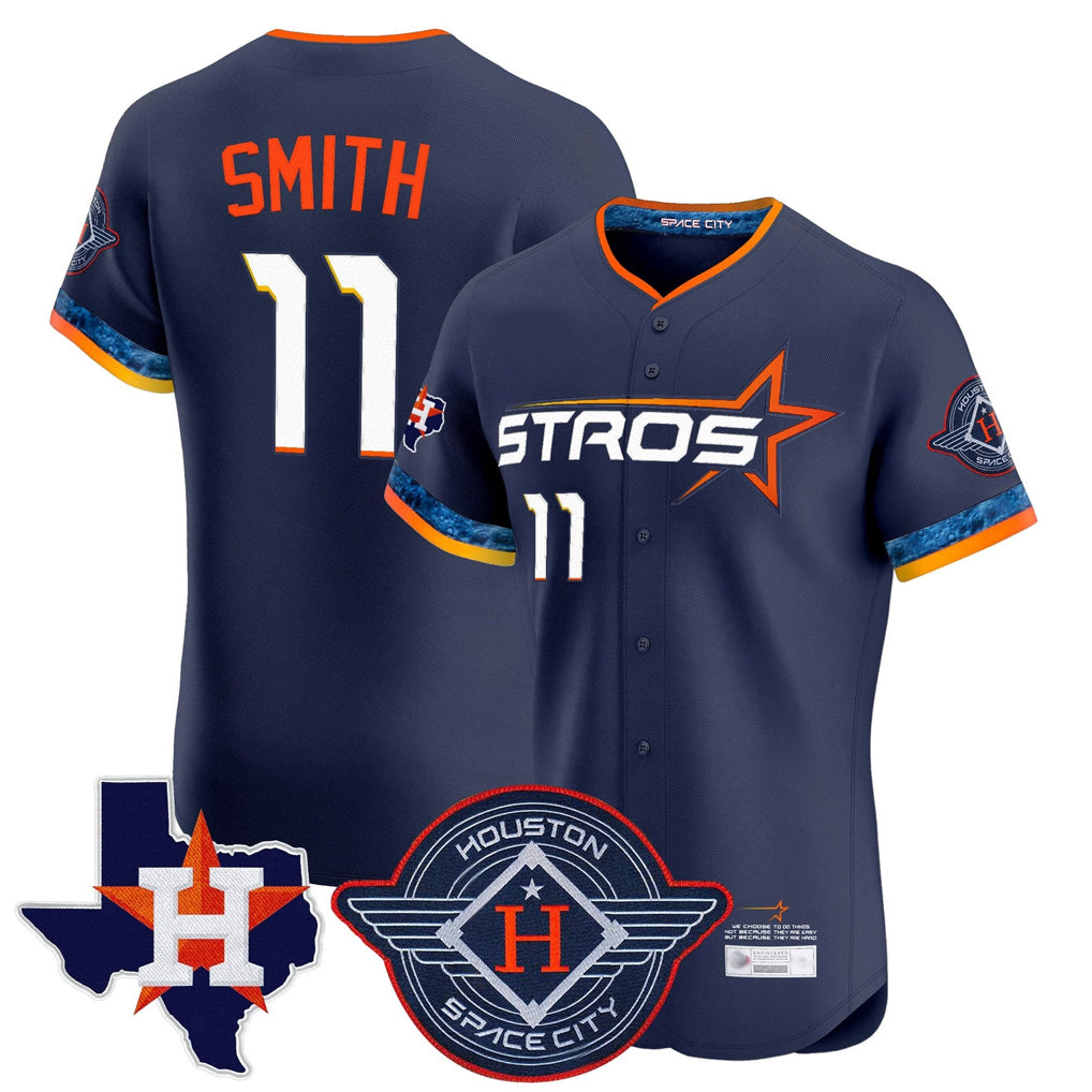 harde H.Astros #11 Cam Smith Player Navy City Connect Texas Patch Vapor Premier Limited Elite Home Stitched Jerseys