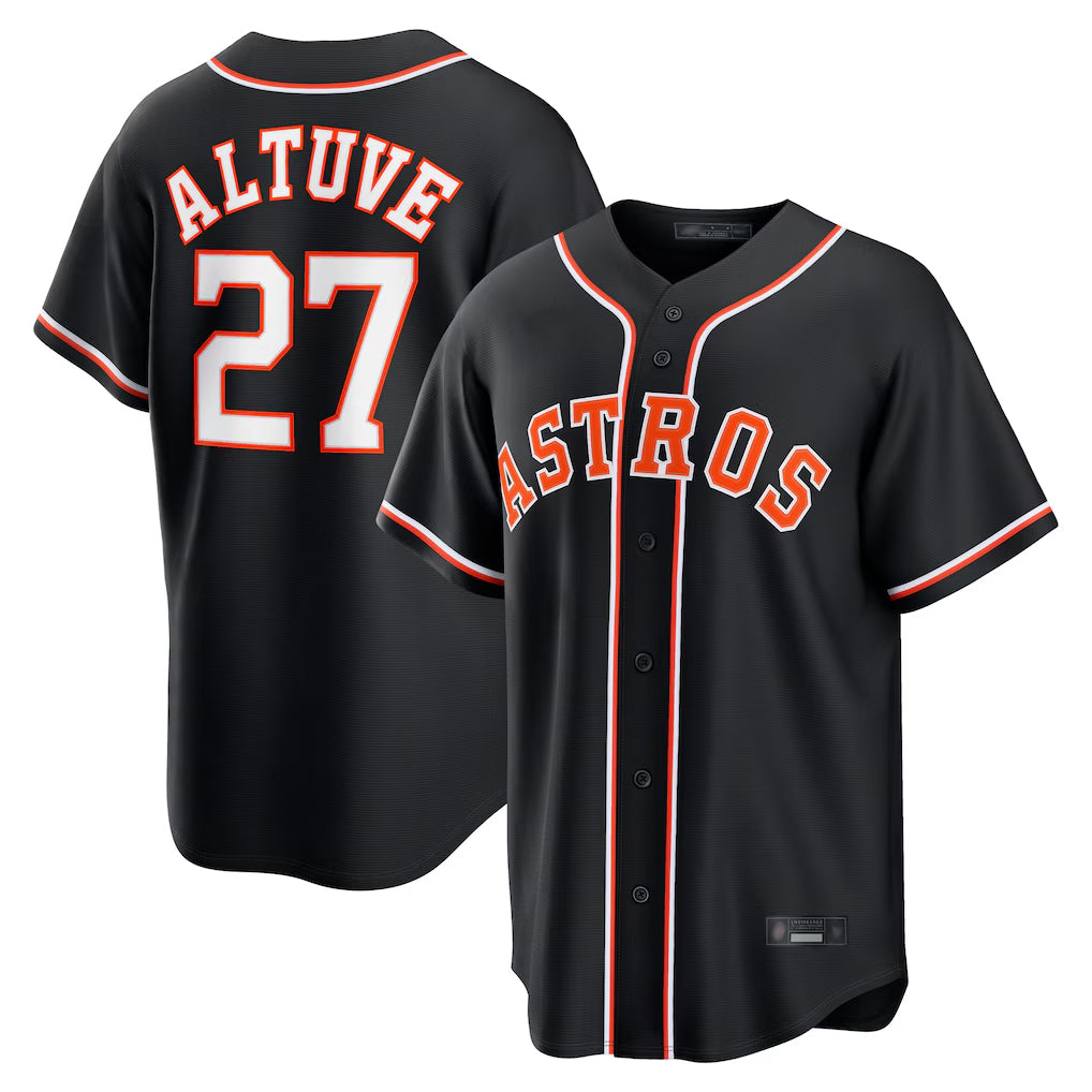 harde H.Astros #27 Jose Altuve Player Black Fashion Out Home Game Stitched Jerseys