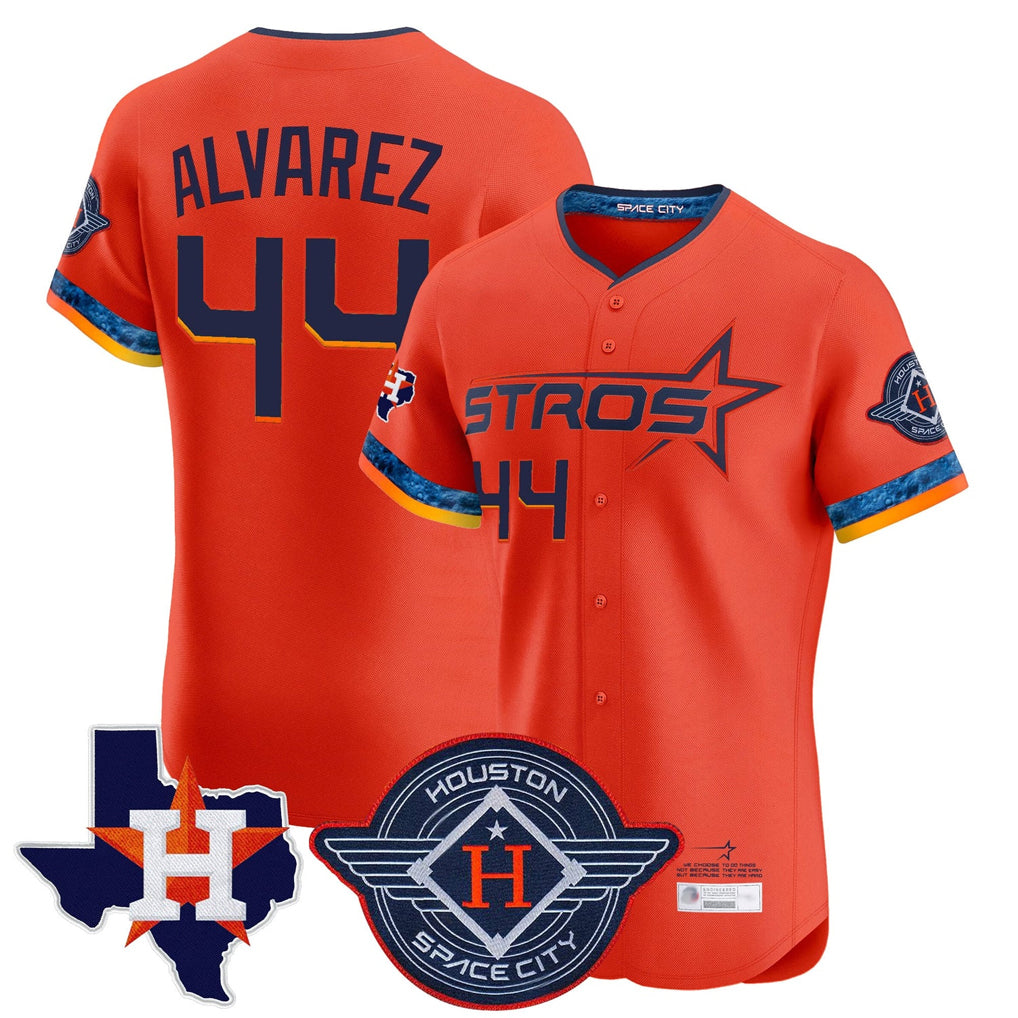 harde H.Astros #44 Yordan Alvarez Player Orange City Connect Texas Patch Vapor Premier Limited Elite Home Stitched Jerseys
