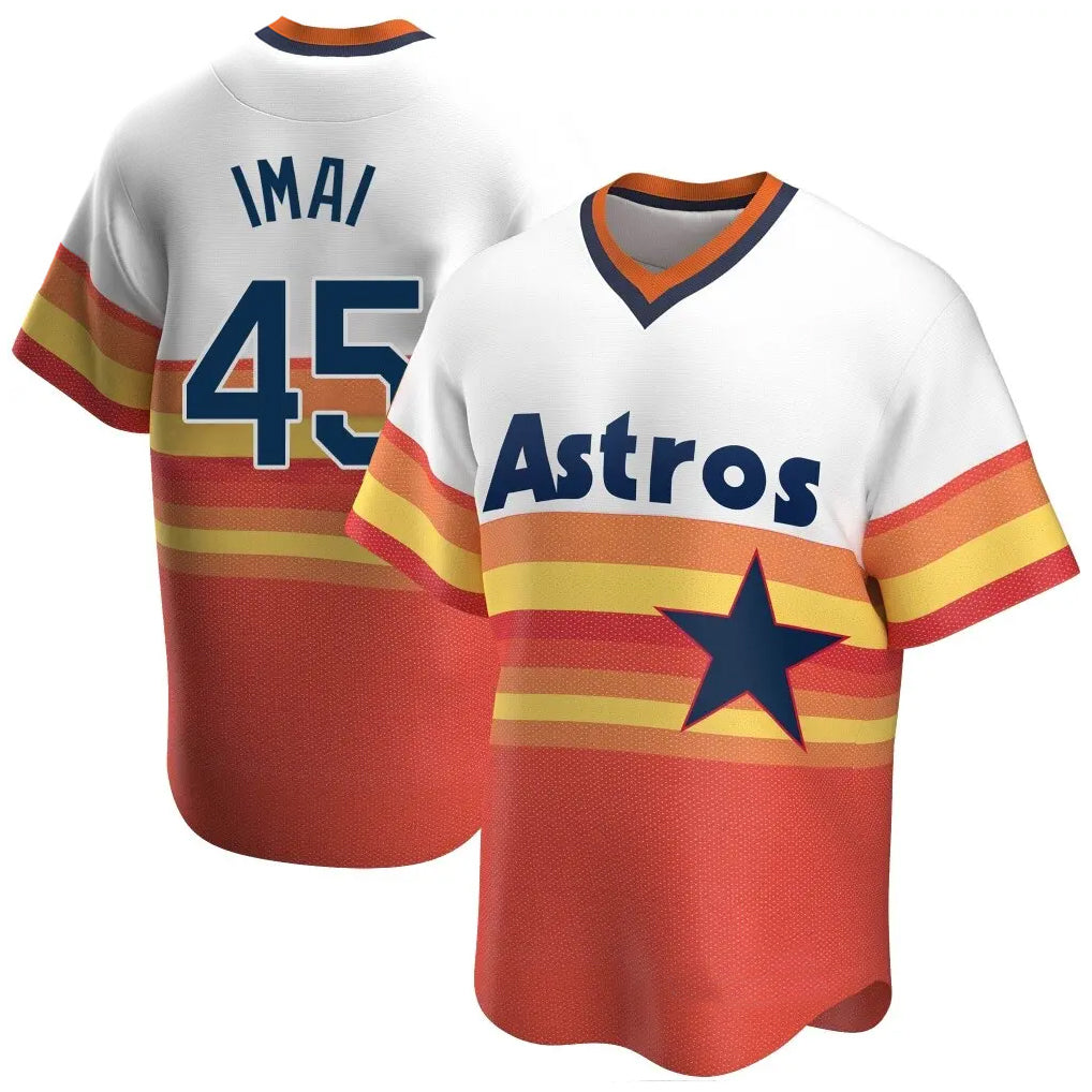 harde H.Astros #45 Tatsuya Imai Player Rainbow Cooperstown Collection T-shirt Stitched Jerseys